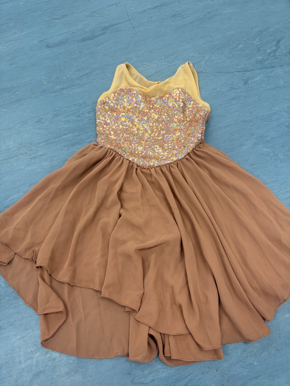Kids Sparkle Heart Bodice Brown Tulle Dance Dress